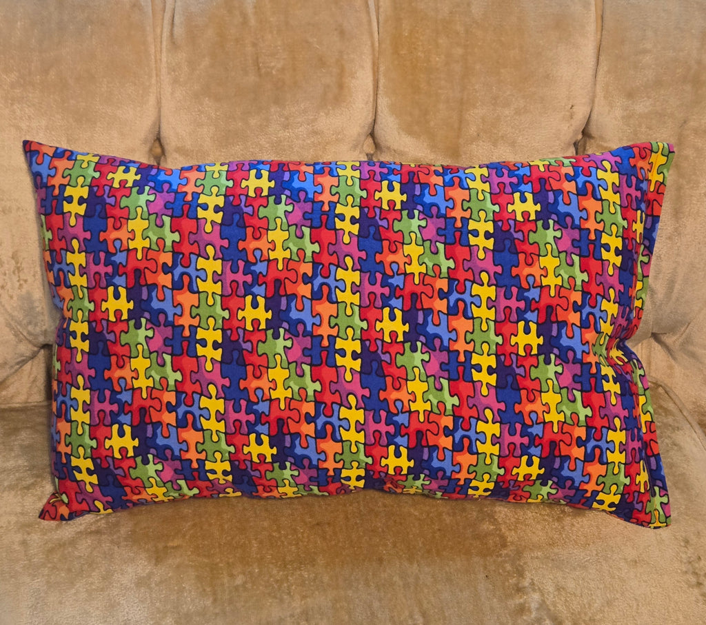 Rainbow Puzzle Pieces Pillow