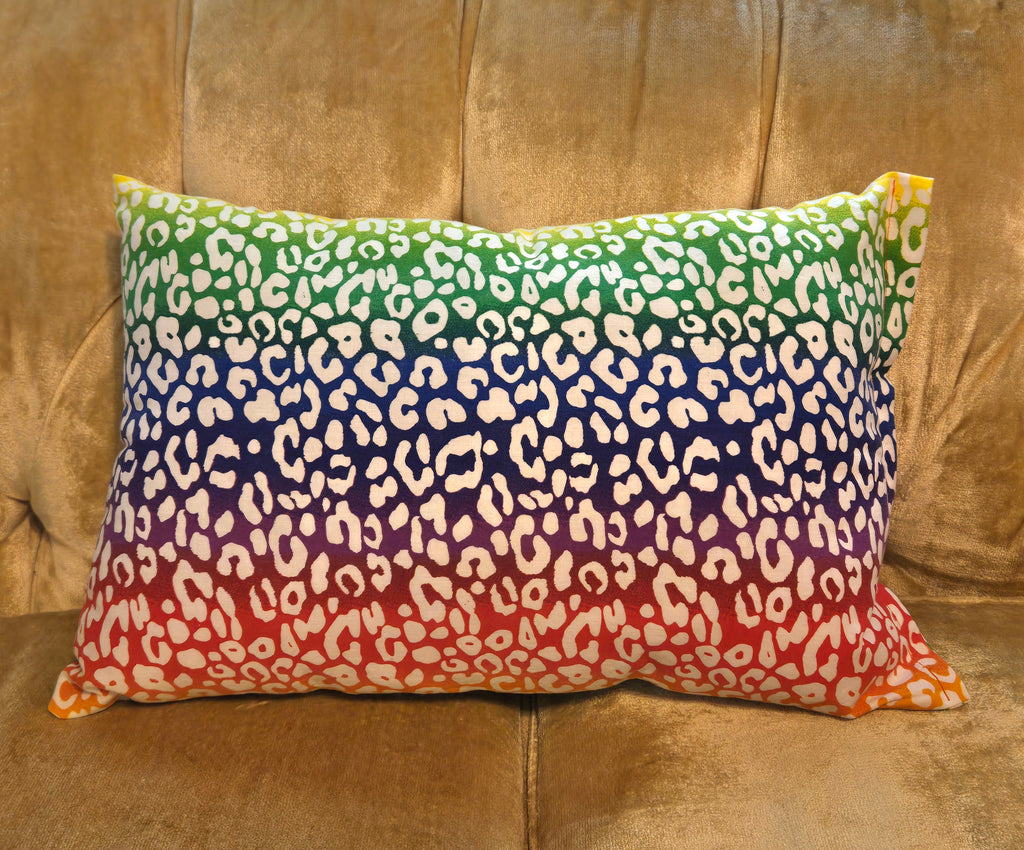 Rainbow Leopard Print Pillow