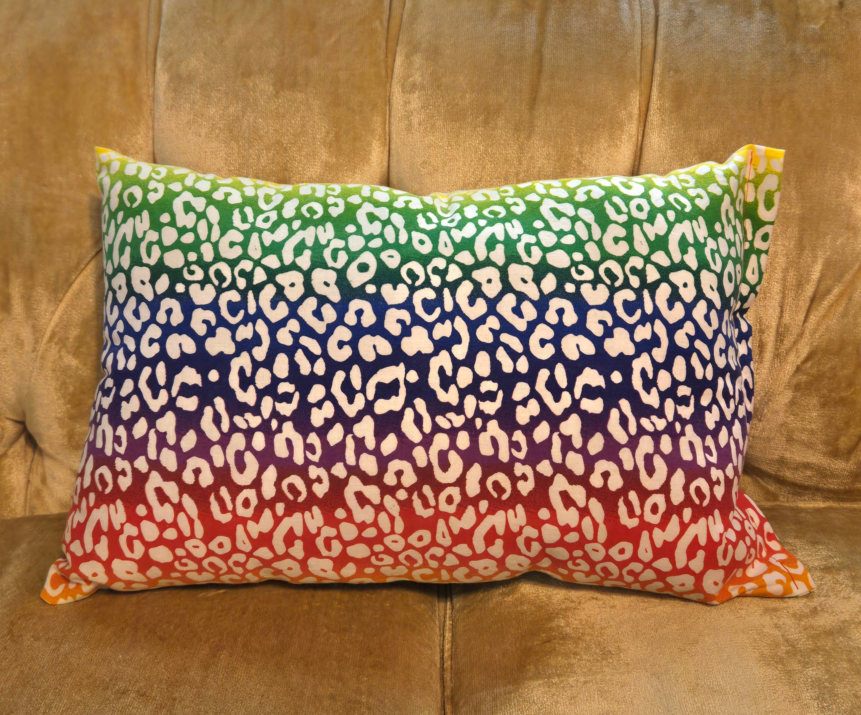 Rainbow Leopard Print Pillow