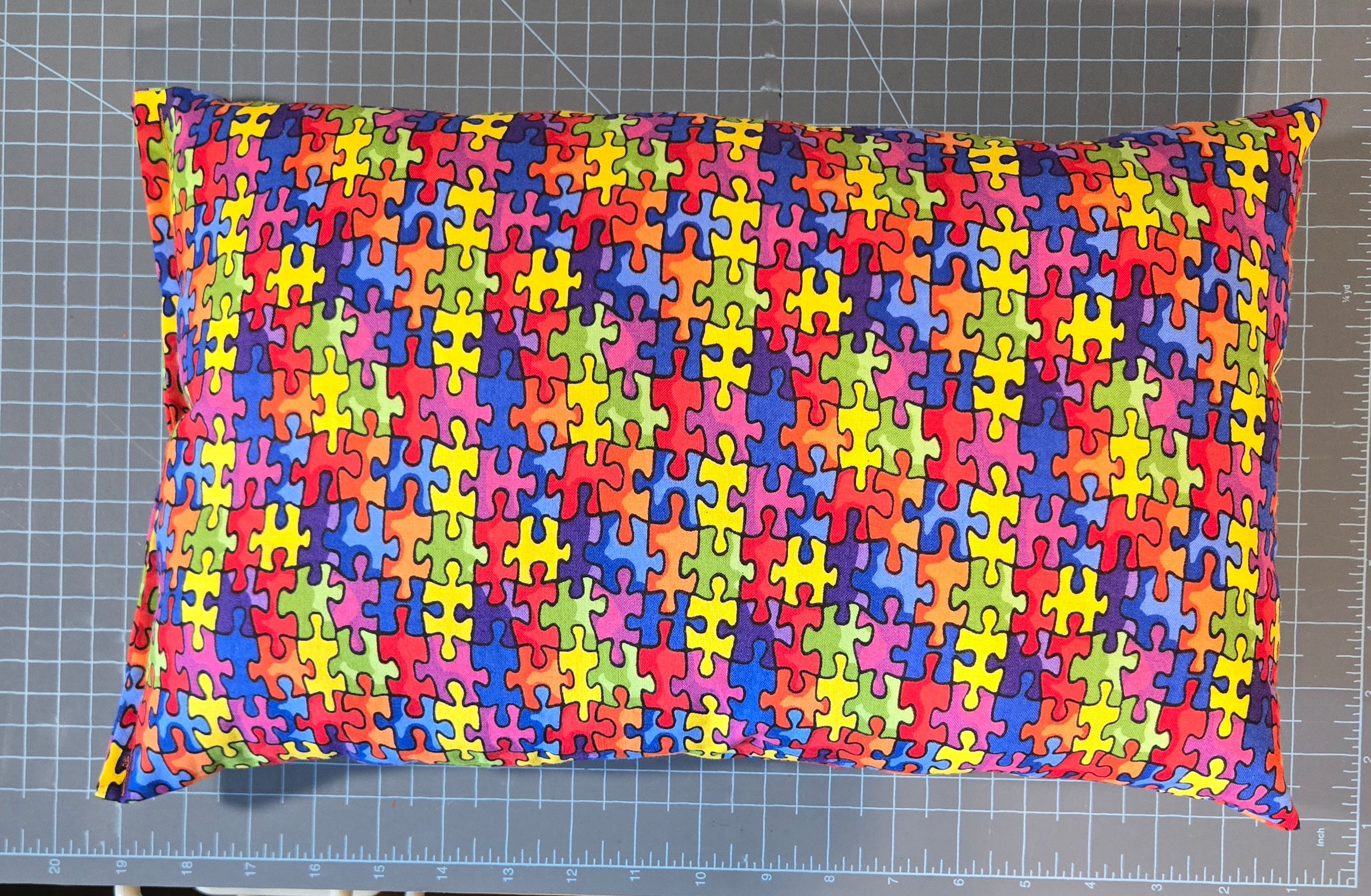 Rainbow Puzzle Pieces Pillow