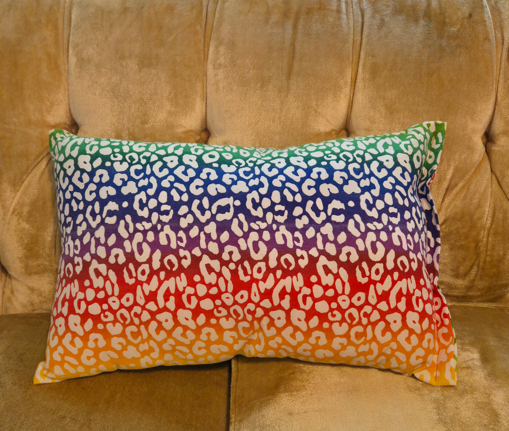 Rainbow Leopard Print Pillow